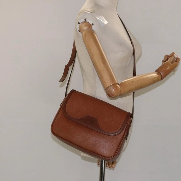 Burberrys Shoulder Bag Leather Gold Brown Auth - Picture 1 of 16